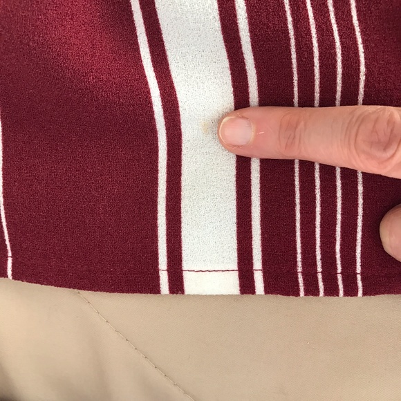 Lovers + Friends Burgundy Striped Short Sleeve Surplice Dress Small - Picture 12 of 12
